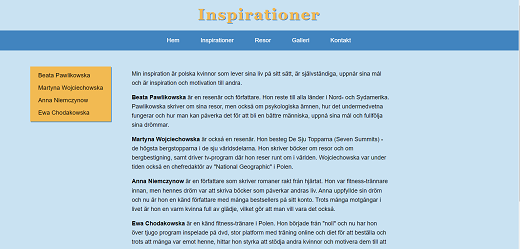 profile page